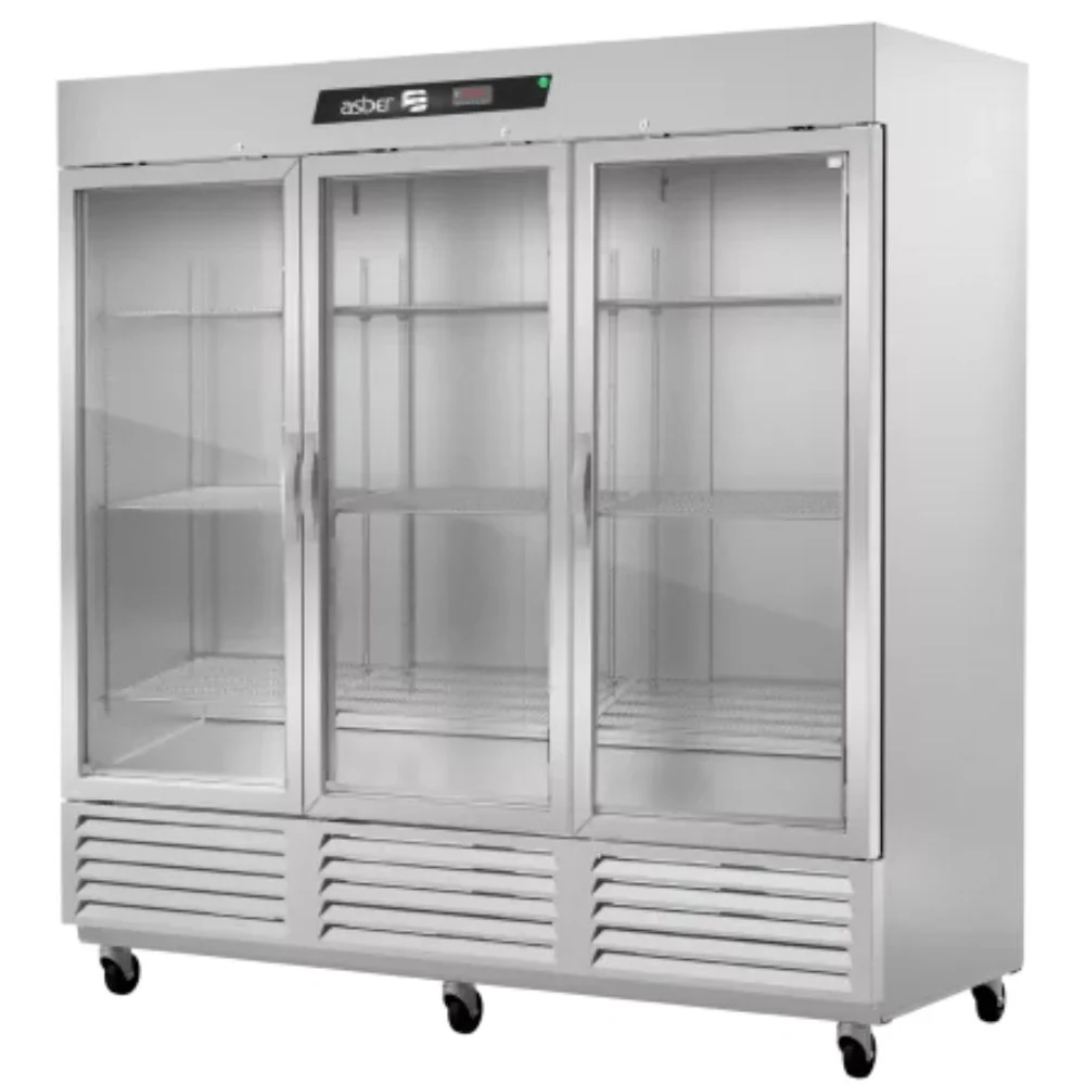 Expositor refrigerado vertical de três portas